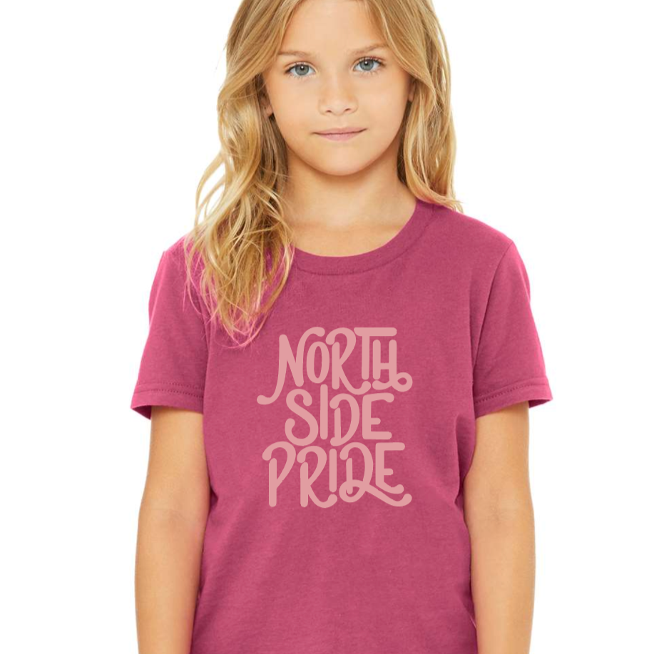 North Side Pride Kid's Unisex Tee. Berry.