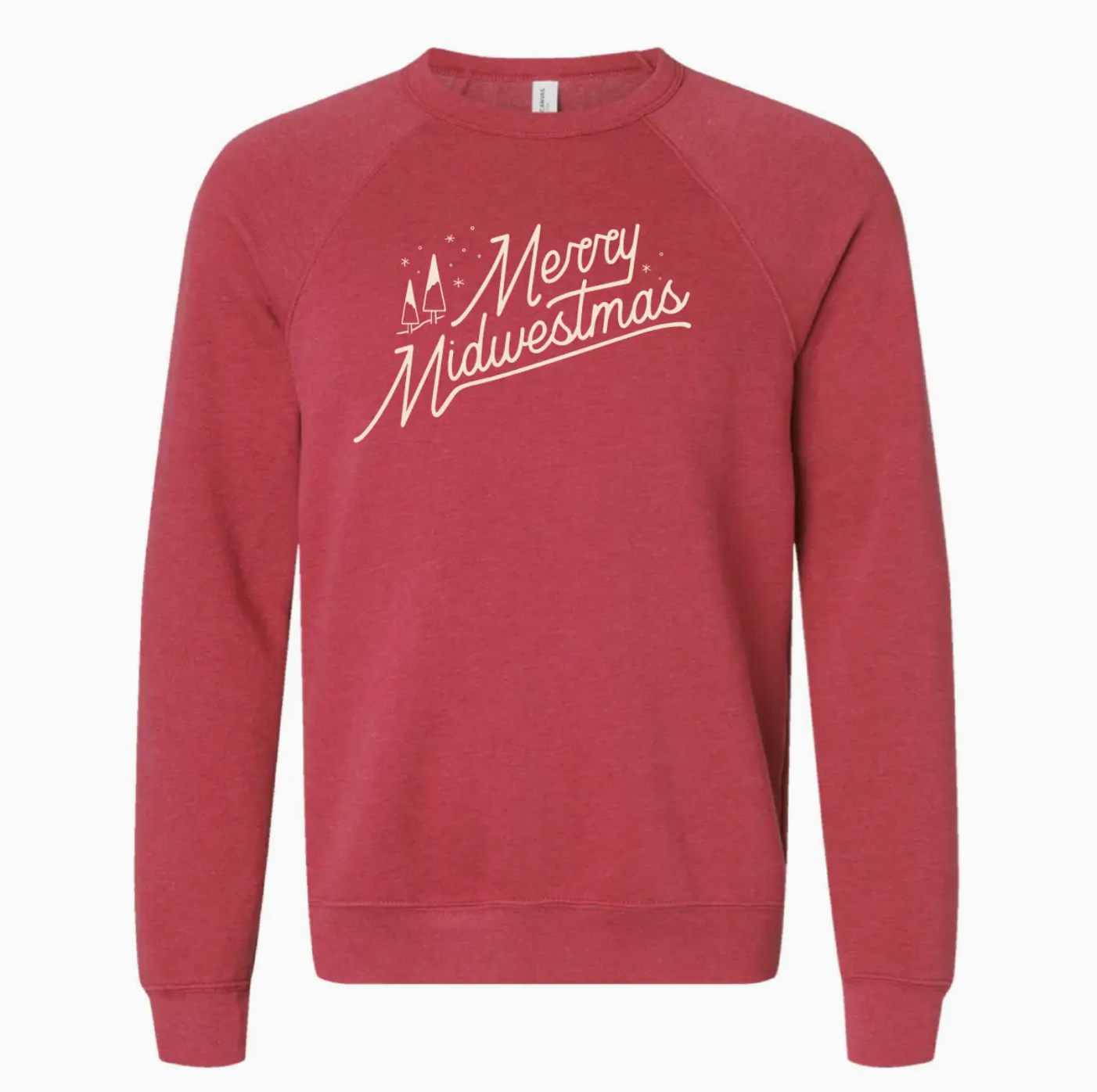 Merry Midwestmas Script Unisex Sweatshirt. Red.