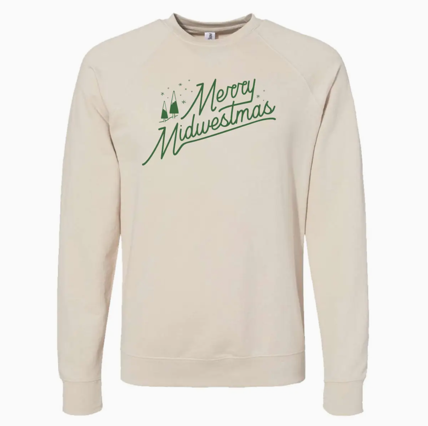 Merry Midwestmas Script Unisex Sweatshirt. Natural.