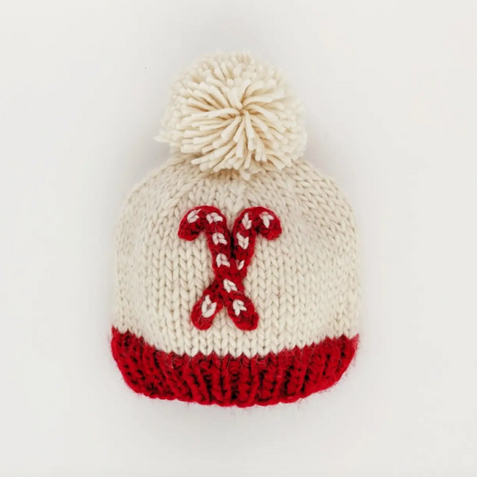 Candy Cane Holiday Baby Beanie Knit Hat.