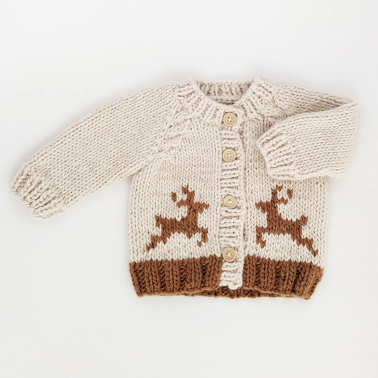 Oh Deer Holiday Baby Knit Cardigan Sweater.