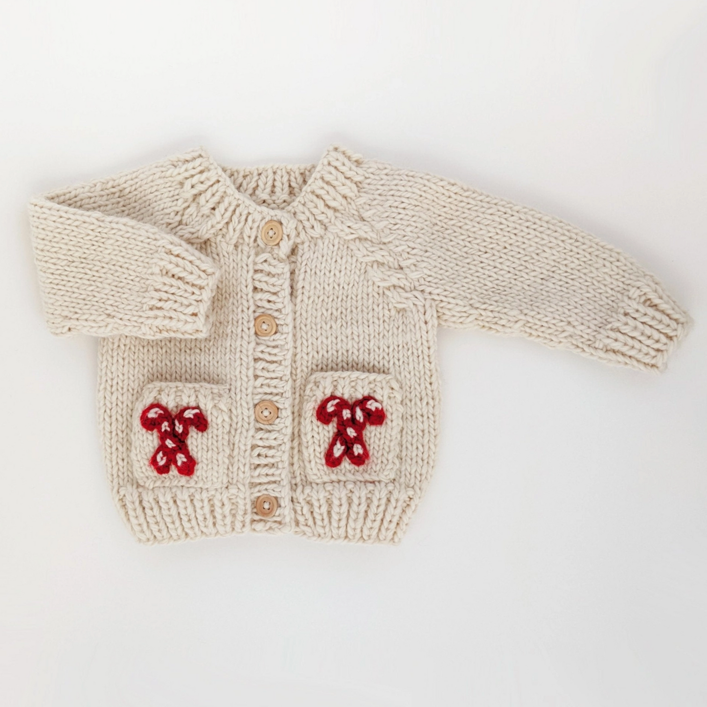 Candy Cane Holiday Baby Knit Cardigan Sweater.