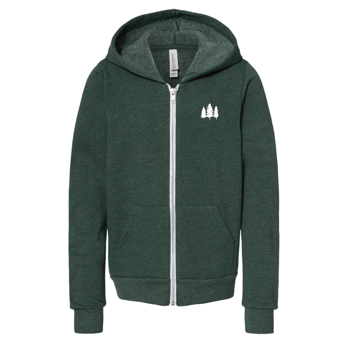 Wisconsin Favorites Full-Zip Kid's Hoodie. Forest.