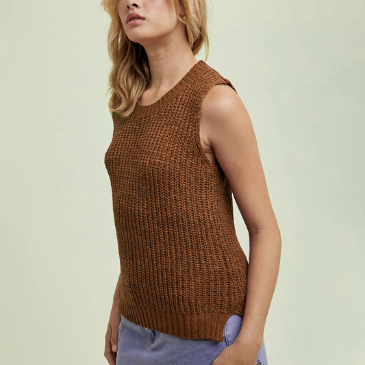 Knit Sweater Tank. Rust.